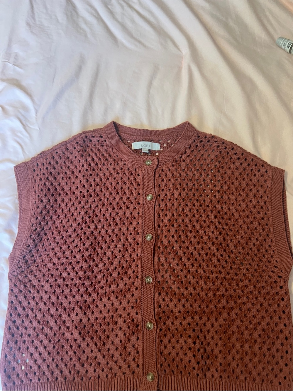 LOFT Sleeveless Open-Knit Button Cardigan and tank set